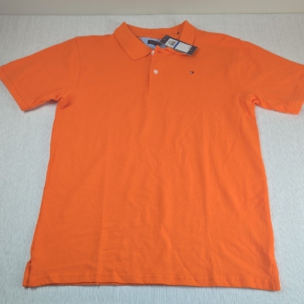 Tommy Hilfiger Boys XL 18/20 Orange Short Sleeve Cotton Pique Polo TBS1814F-836